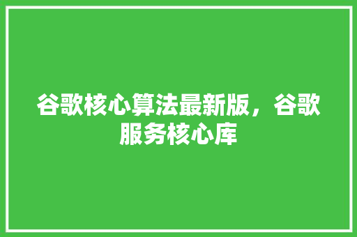 谷歌核心算法最新版，谷歌服务核心库
