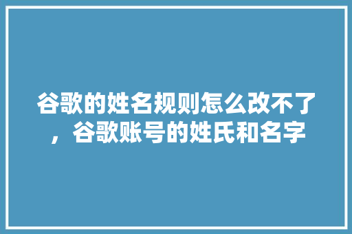 谷歌的姓名规则怎么改不了，谷歌账号的姓氏和名字