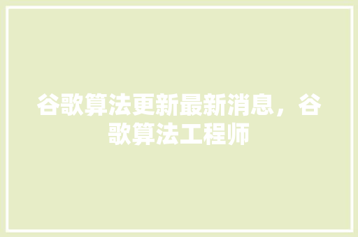 谷歌算法更新最新消息，谷歌算法工程师