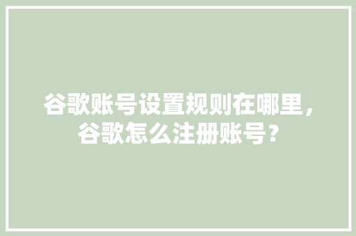 谷歌账号设置规则在哪里，谷歌怎么注册账号？