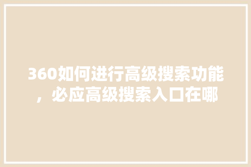 360如何进行高级搜索功能，必应高级搜索入口在哪