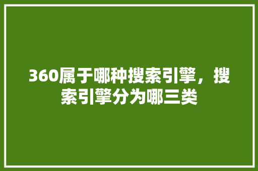360属于哪种搜索引擎，搜索引擎分为哪三类