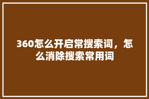 360怎么开启常搜索词，怎么消除搜索常用词