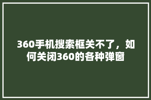 360手机搜索框关不了，如何关闭360的各种弹窗