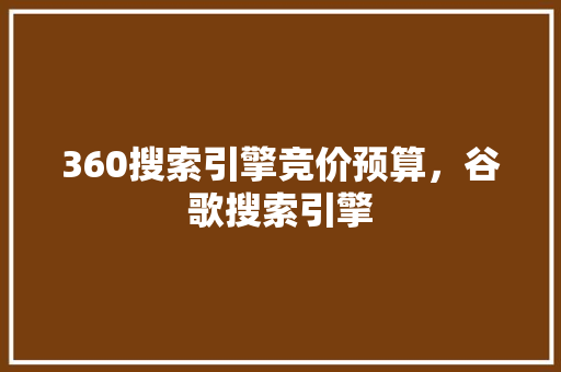 360搜索引擎竞价预算，谷歌搜索引擎