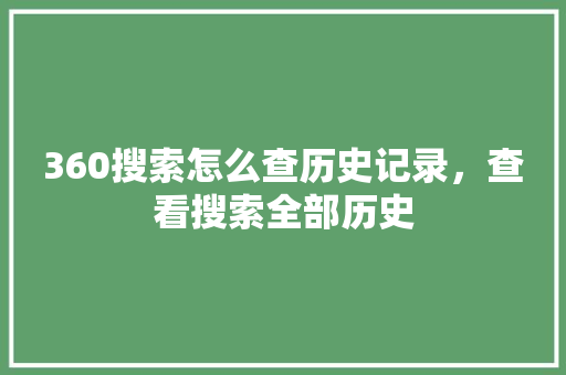 360搜索怎么查历史记录，查看搜索全部历史