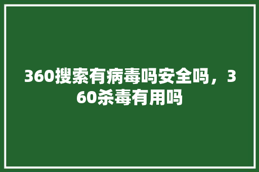 360搜索有病毒吗安全吗，360杀毒有用吗