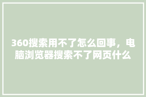 360搜索用不了怎么回事，电脑浏览器搜索不了网页什么原因
