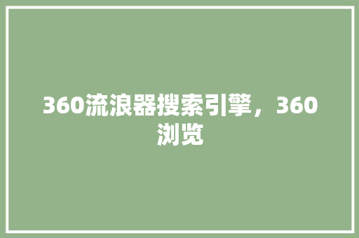 360流浪器搜索引擎，360浏览
