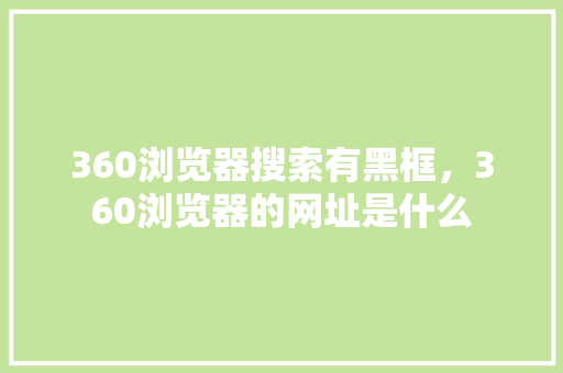 360浏览器搜索有黑框，360浏览器的网址是什么