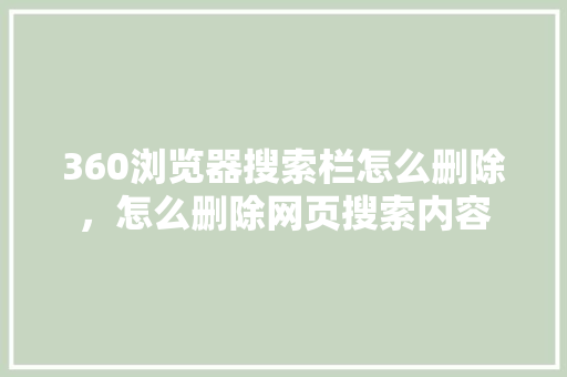360浏览器搜索栏怎么删除，怎么删除网页搜索内容