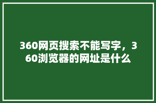 360网页搜索不能写字，360浏览器的网址是什么