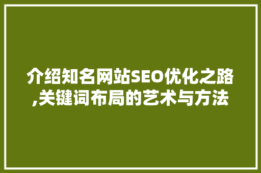 介绍知名网站SEO优化之路,关键词布局的艺术与方法