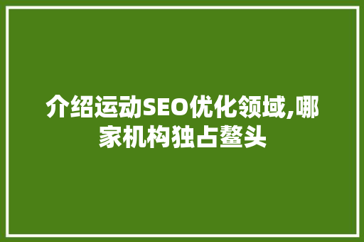 介绍运动SEO优化领域,哪家机构独占鳌头