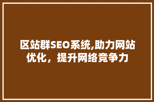 区站群SEO系统,助力网站优化，提升网络竞争力