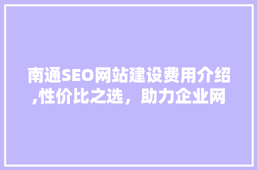 南通SEO网站建设费用介绍,性价比之选，助力企业网络营销