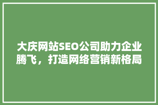 大庆网站SEO公司助力企业腾飞，打造网络营销新格局