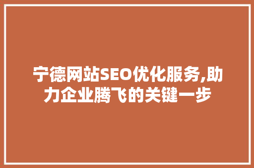 宁德网站SEO优化服务,助力企业腾飞的关键一步