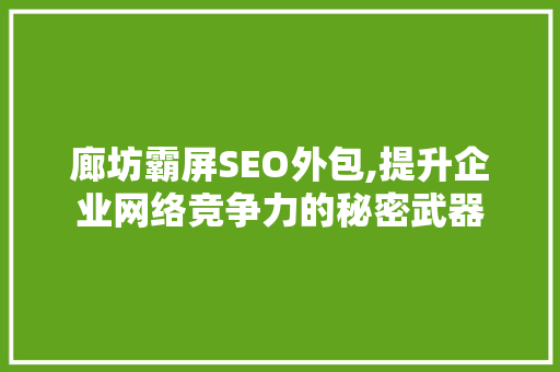廊坊霸屏SEO外包,提升企业网络竞争力的秘密武器