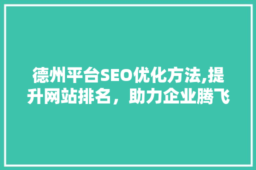 德州平台SEO优化方法,提升网站排名，助力企业腾飞