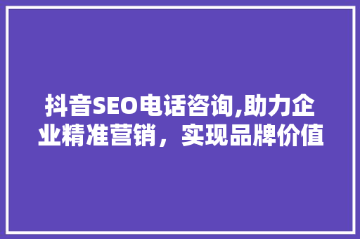 抖音SEO电话咨询,助力企业精准营销，实现品牌价值最大化