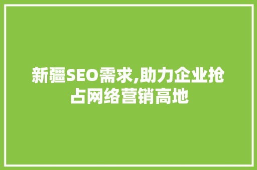新疆SEO需求,助力企业抢占网络营销高地