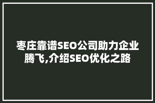 枣庄靠谱SEO公司助力企业腾飞,介绍SEO优化之路