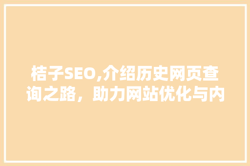 桔子SEO,介绍历史网页查询之路，助力网站优化与内容创作