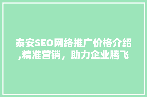 泰安SEO网络推广价格介绍,精准营销，助力企业腾飞