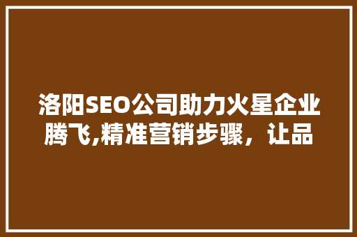 洛阳SEO公司助力火星企业腾飞,精准营销步骤，让品牌在互联网上绽放光芒