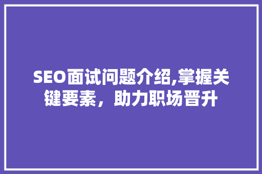 SEO面试问题介绍,掌握关键要素，助力职场晋升