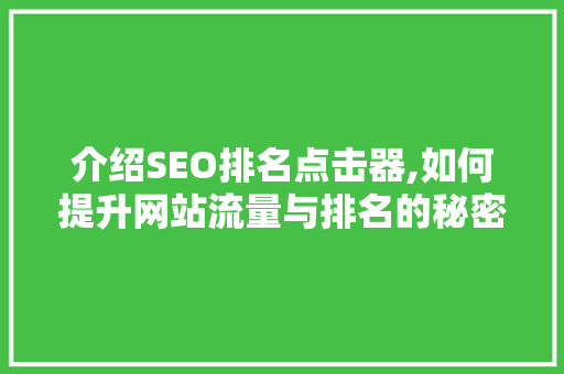 介绍SEO排名点击器,如何提升网站流量与排名的秘密武器