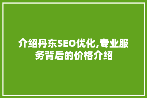 介绍丹东SEO优化,专业服务背后的价格介绍