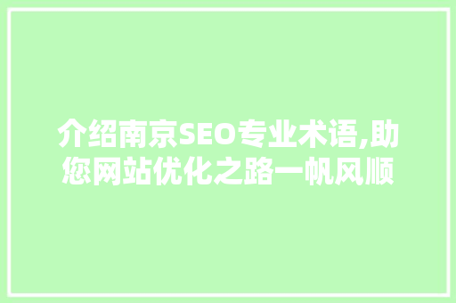 介绍南京SEO专业术语,助您网站优化之路一帆风顺