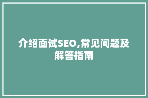 介绍面试SEO,常见问题及解答指南