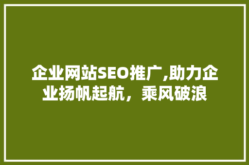 企业网站SEO推广,助力企业扬帆起航，乘风破浪