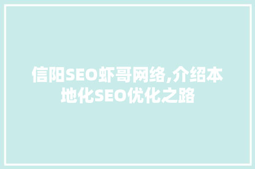 信阳SEO虾哥网络,介绍本地化SEO优化之路