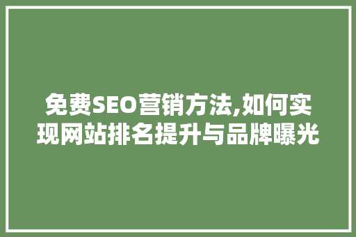免费SEO营销方法,如何实现网站排名提升与品牌曝光