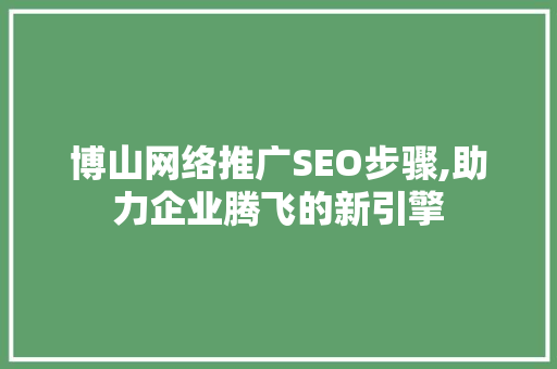 博山网络推广SEO步骤,助力企业腾飞的新引擎