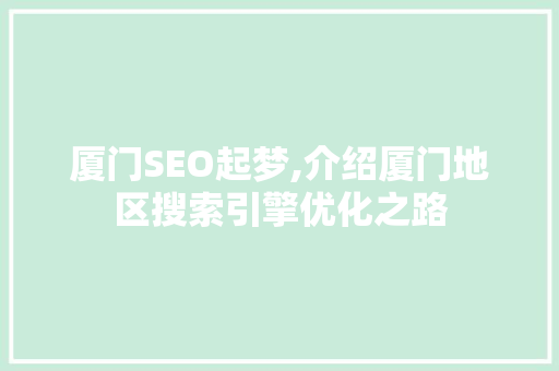 厦门SEO起梦,介绍厦门地区搜索引擎优化之路