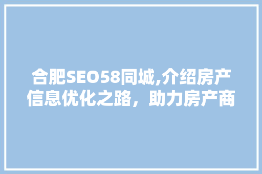 合肥SEO58同城,介绍房产信息优化之路，助力房产商家精准营销