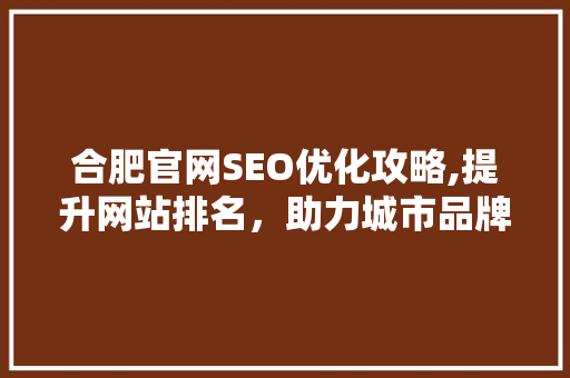 合肥官网SEO优化攻略,提升网站排名，助力城市品牌建设