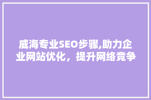 威海专业SEO步骤,助力企业网站优化，提升网络竞争力