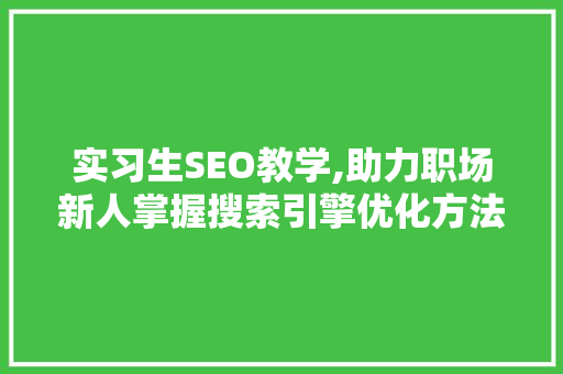 实习生SEO教学,助力职场新人掌握搜索引擎优化方法