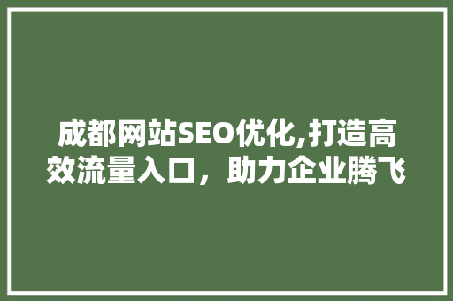 成都网站SEO优化,打造高效流量入口，助力企业腾飞