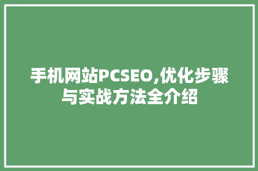 手机网站PCSEO,优化步骤与实战方法全介绍