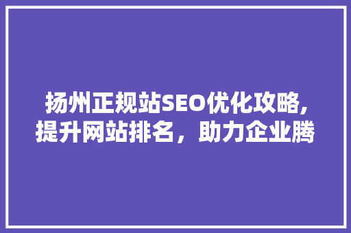 扬州正规站SEO优化攻略,提升网站排名，助力企业腾飞