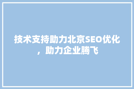 技术支持助力北京SEO优化，助力企业腾飞