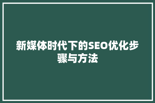 新媒体时代下的SEO优化步骤与方法