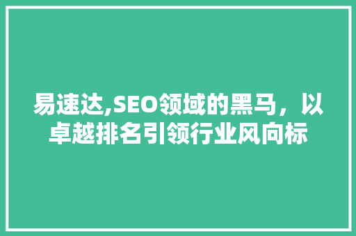 易速达,SEO领域的黑马，以卓越排名引领行业风向标